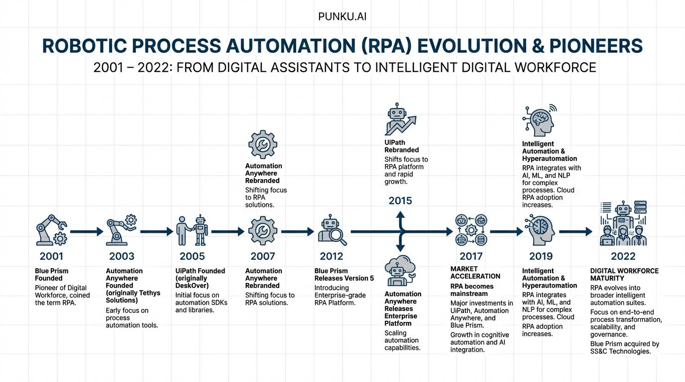 The Evolution of the Digital Workforce: A Historical Analysis of Blue Prism and Early RPA Vendors